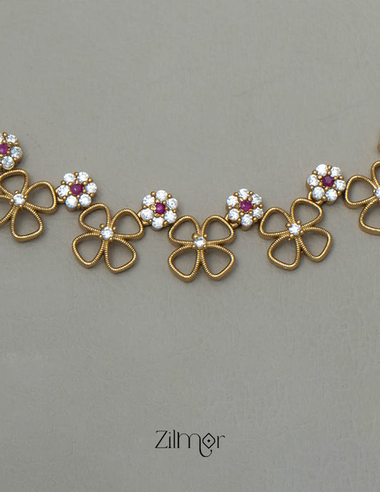 SN101783 - AD Stone Choker Necklace Earrings Set 2-Zilmor