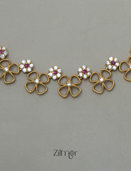 SN101783 - AD Stone Choker Necklace Earrings Set 2-Zilmor