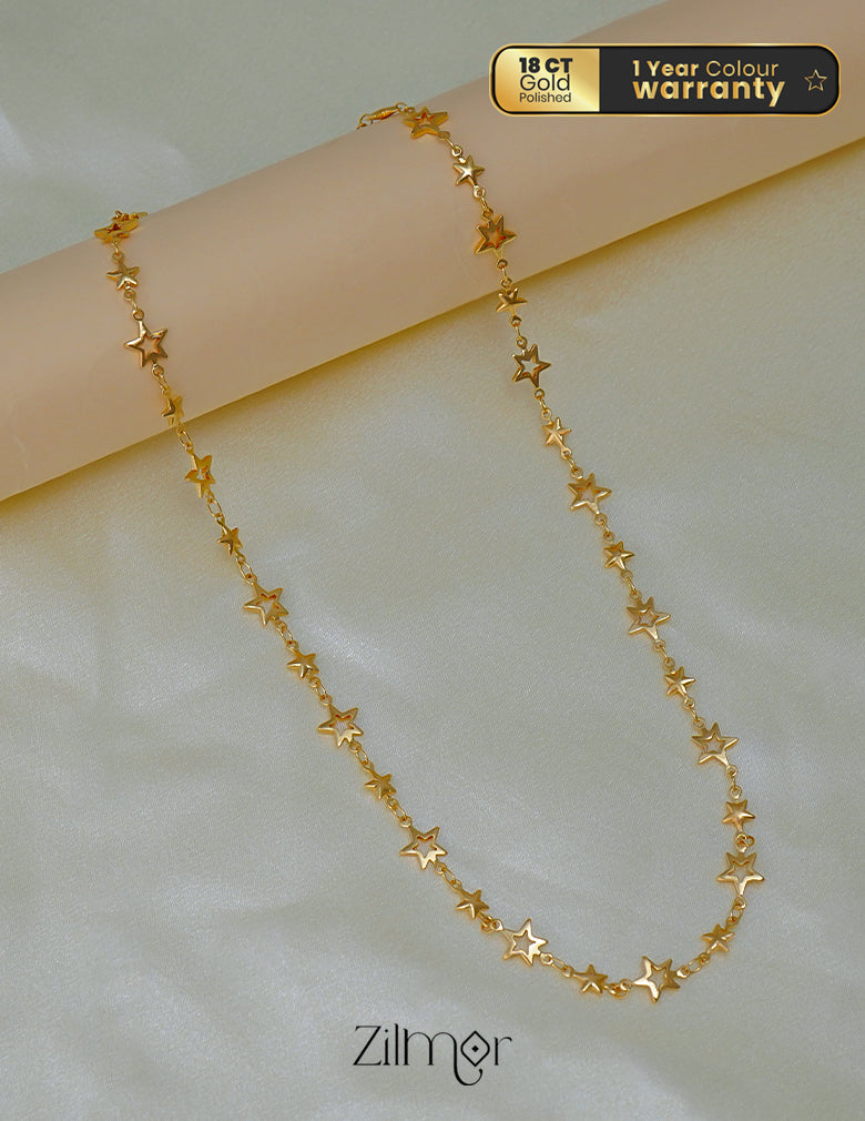 KT1011692- Gold toned Simple Star Chain Necklace 1-Zilmor