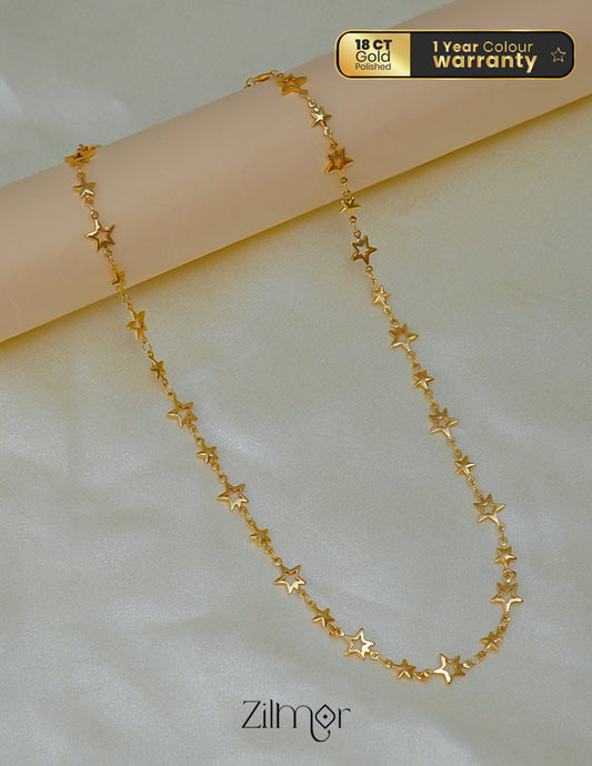 KT1011692- Gold toned Simple Star Chain Necklace 1-Zilmor