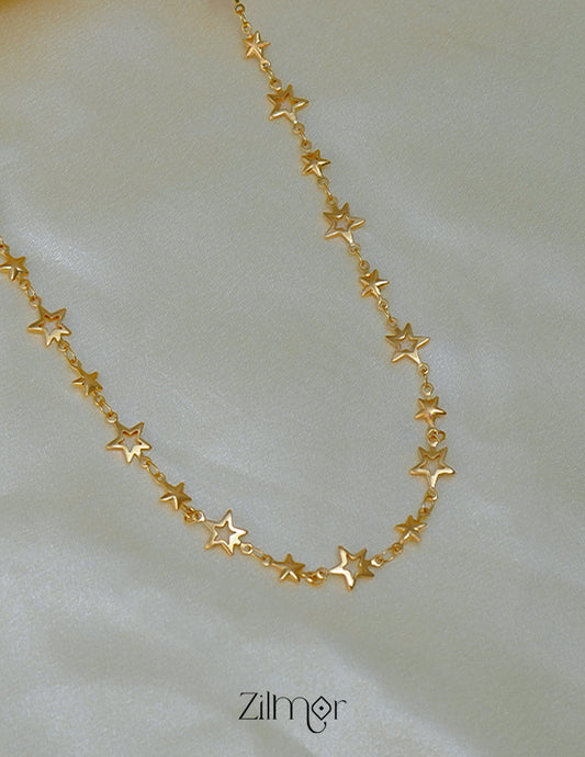 KT1011692- Gold toned Simple Star Chain Necklace 2-Zilmor