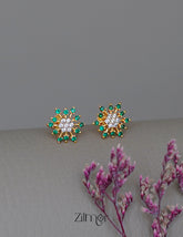 ZR1011930- Gold Tone Ad Stone Stud Earrings 1-Zilmor