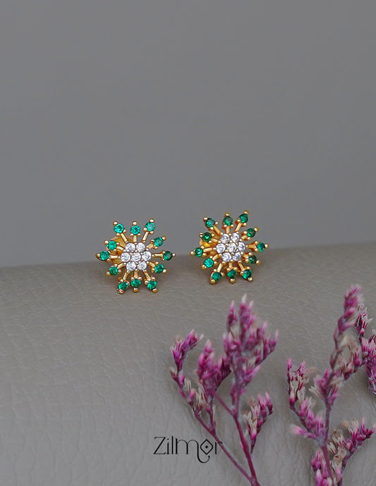 ZR1011930- Gold Tone Ad Stone Stud Earrings 1-Zilmor