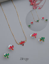 NV101281 - Reversible Lotus Necklace with 2 matching Earrings 1-Zilmor