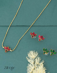 NV101281 - Reversible Lotus Necklace with 2 matching Earrings 3-Zilmor