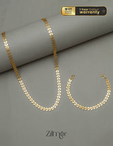 KY101769 - Gold Toned Leaf Necklace Bracelet Set 1-Zilmor