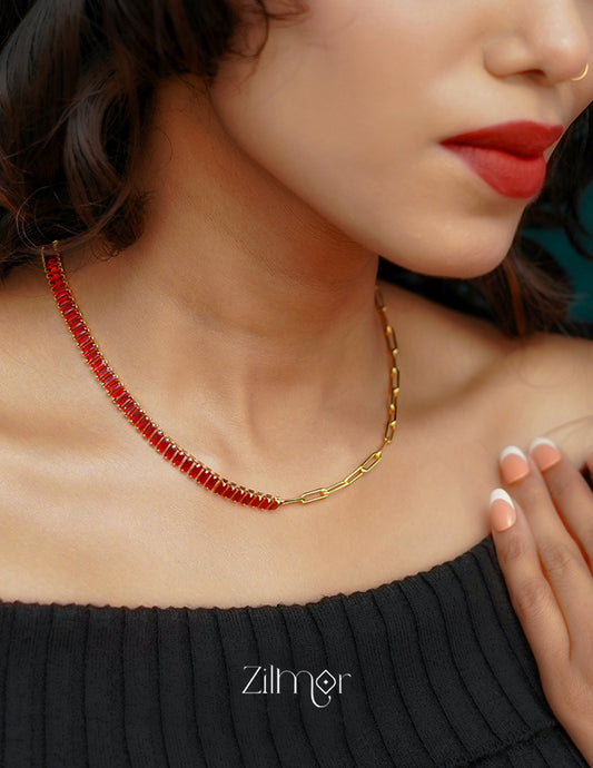 KY101923 - Anti Tarnish Paperclip Tennis Necklace 3-Zilmor