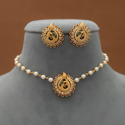 SN101627 - Traditional  Pearl Necklace Earring Set