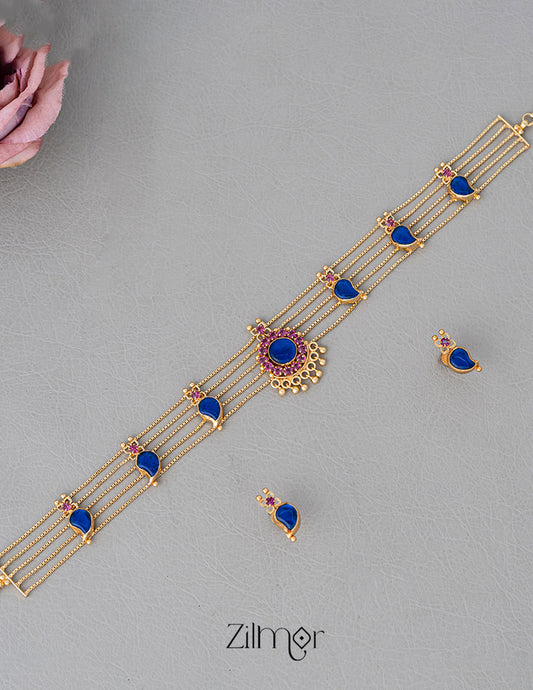 KO101645 -Gold Plated Mango choker with matching Earring 2-Zilmor