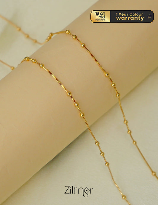 KT1011706- Anti-Tarnish Gold Plated Simple Balls pair Anklet 1-Zilmor