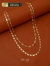 KT1011695- Gold Plated Double Layered Star Moon Necklace 1-Zilmor