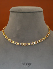 KT1011642- Gold toned Simple White Stone Chain Necklace 3-Zilmor