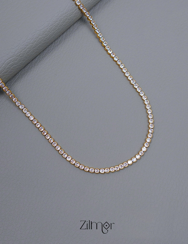 KT1011556 - Anti Tarnish Gold toned Tennis chain Necklace 4-Zilmor