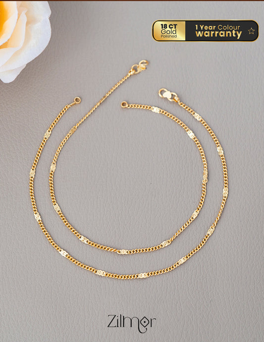 KY101995 - Gold Toned pair Anklet 1-Zilmor