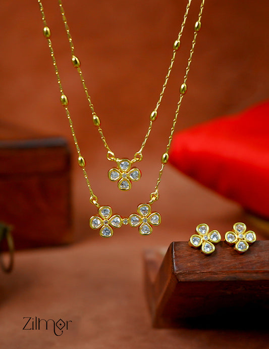 SN1011366 - Premium Antique AD Stone Layer Necklace with Earrings 1-Zilmor