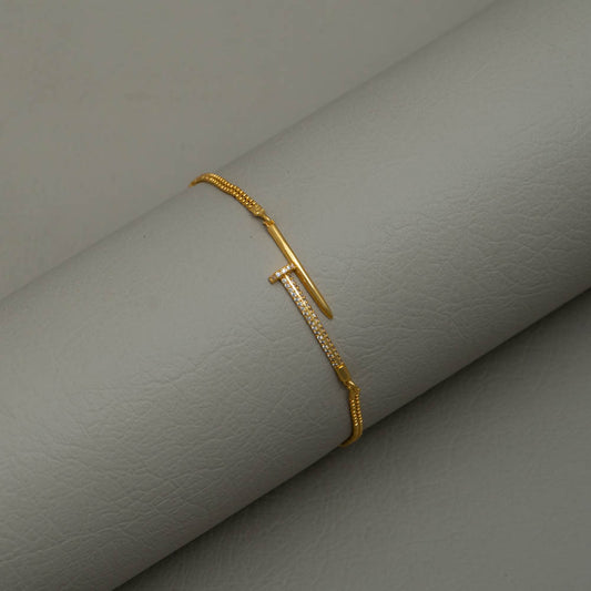 PE101618 - Gold Toned AD Stone Bracelet