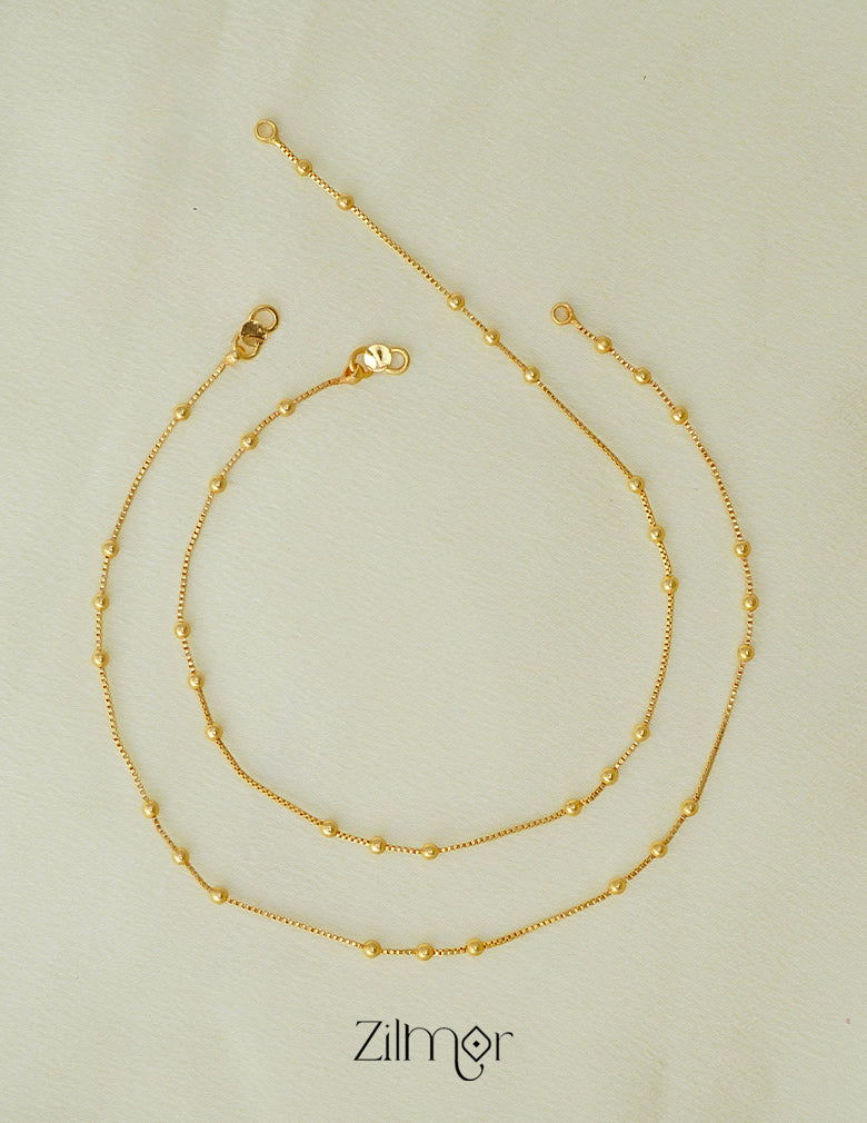 KT1011706- Anti-Tarnish Gold Plated Simple Balls pair Anklet 2-Zilmor