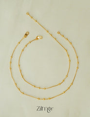 KT1011706- Anti-Tarnish Gold Plated Simple Balls pair Anklet 2-Zilmor