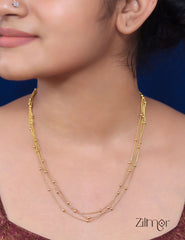 KY101506 - Anti Tarnish Triple layer Dot Chain Necklace 2-Zilmor