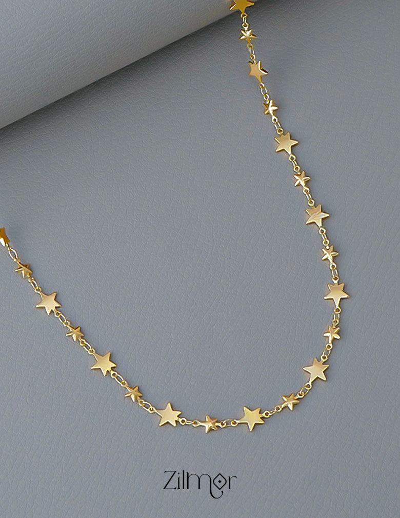 KT1011701 - Anti Tarnish Gold Plated Simple Star Chain Necklace 4-Zilmor