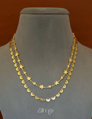 KT1011703- Gold Plated Double Layered Star Moon Necklace 3-Zilmor