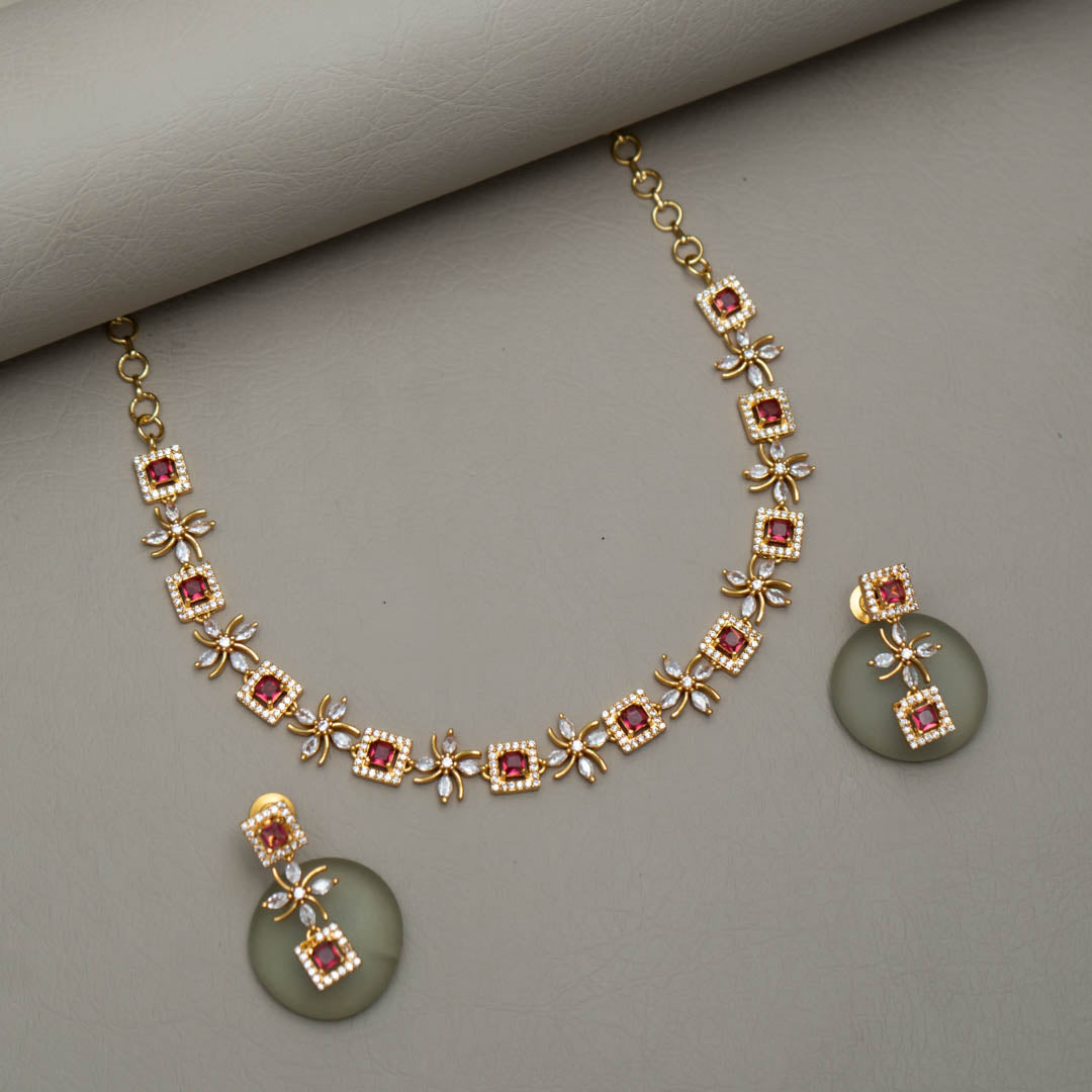 Premium AD Stone Necklace (color option) -SG100508 – Zilmor