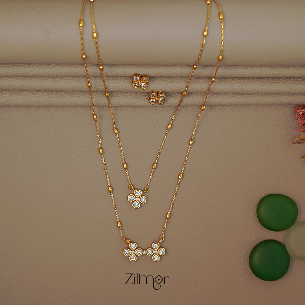 SN1011366 Premium Antique AD Stone Layer Necklace with Earrings Zilmor