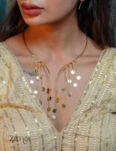 KE1011888 - Open Collar Circle Tassel Choker Necklace