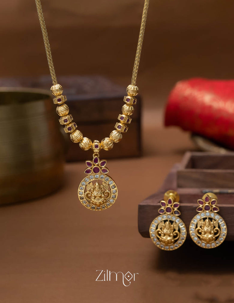 SN101793- AD Stone Pendant Antique Necklace Earrings Set