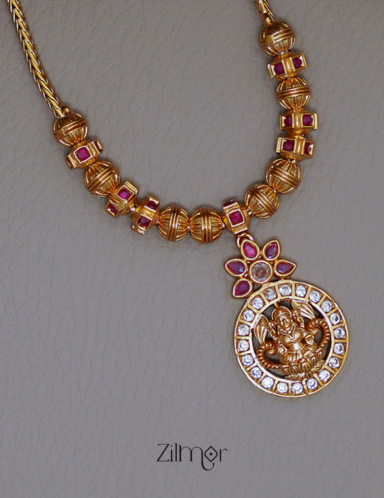 SN101793- AD Stone Pendant Antique Necklace Earrings Set