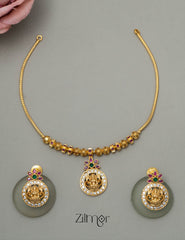 SN101793- AD Stone Pendant Antique Necklace Earrings Set 2-Zilmor