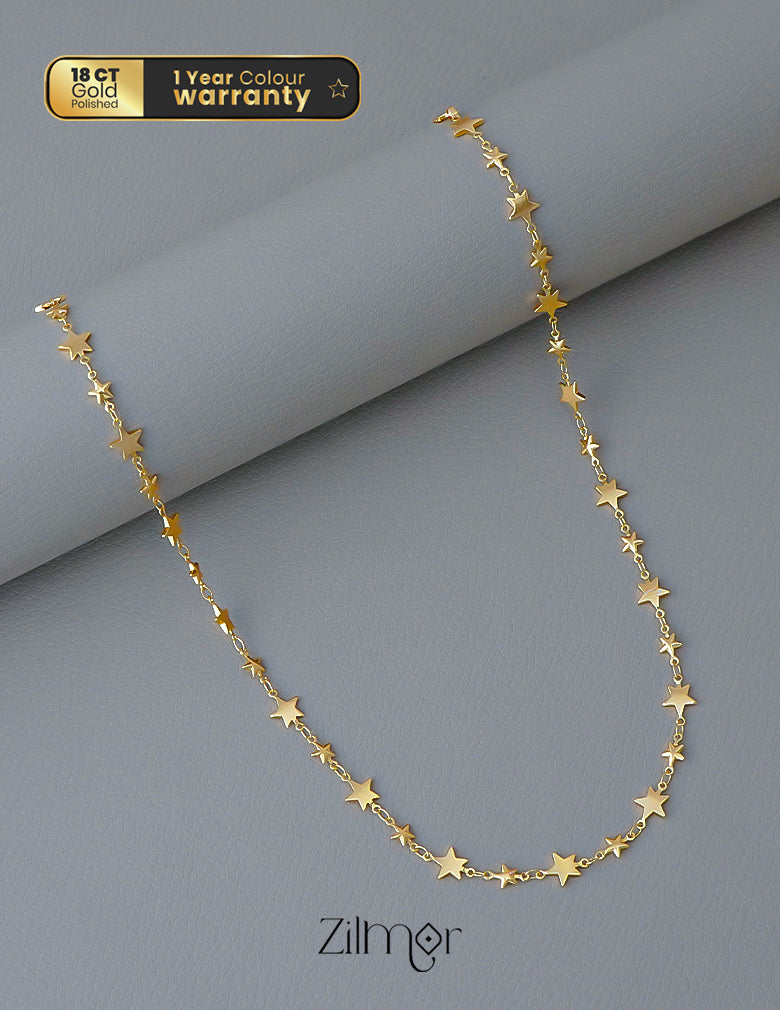 KT1011701 - Anti Tarnish Gold Plated Simple Star Chain Necklace 1-Zilmor