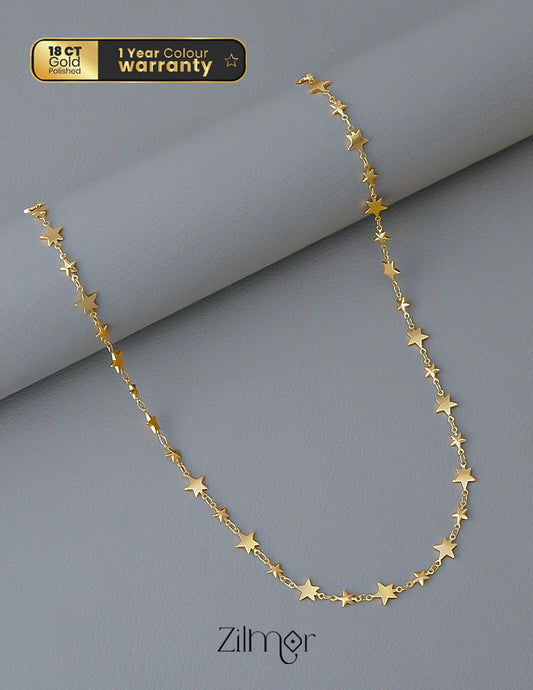 KT1011701 - Anti Tarnish Gold Plated Simple Star Chain Necklace 1-Zilmor