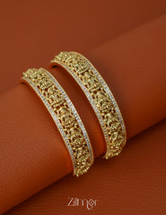 ZL1011671 - AD Stones with Goddess Antique Traditional bangle (pair) 3-Zilmor