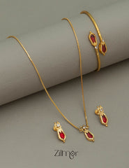 Gold toned Naga necklace with matching Bangle (color option) - TR10019 2-Zilmor