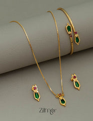 Gold toned Naga necklace with matching Bangle (color option) - TR10019 3-Zilmor