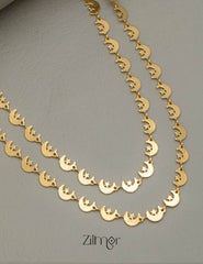 KY101747 - Gold Plated Moon Double Layer Short Necklace 2-Zilmor