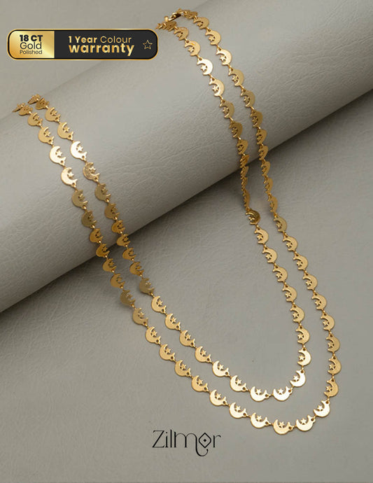 KY101747 - Gold Plated Moon Double Layer Short Necklace 1-Zilmor