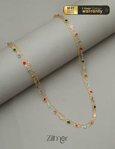 KY101775 - Anti Tarnish Multi Stone Layered Chain Necklace 1-Zilmor