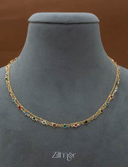 KY101775 - Anti Tarnish Multi Stone Layered Chain Necklace 2-Zilmor