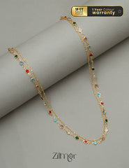 KY101775 - Anti Tarnish Multi Stone Layered Chain Necklace 1-Zilmor
