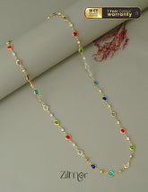 KT1011643 - 18k Gold Plated Semi Precious  Multicolor Stone Long Necklace 1-Zilmor
