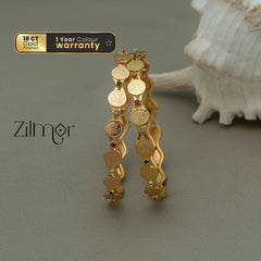 KF101047 - AD stone with Lakshmi Coin Bangle (Pair)
