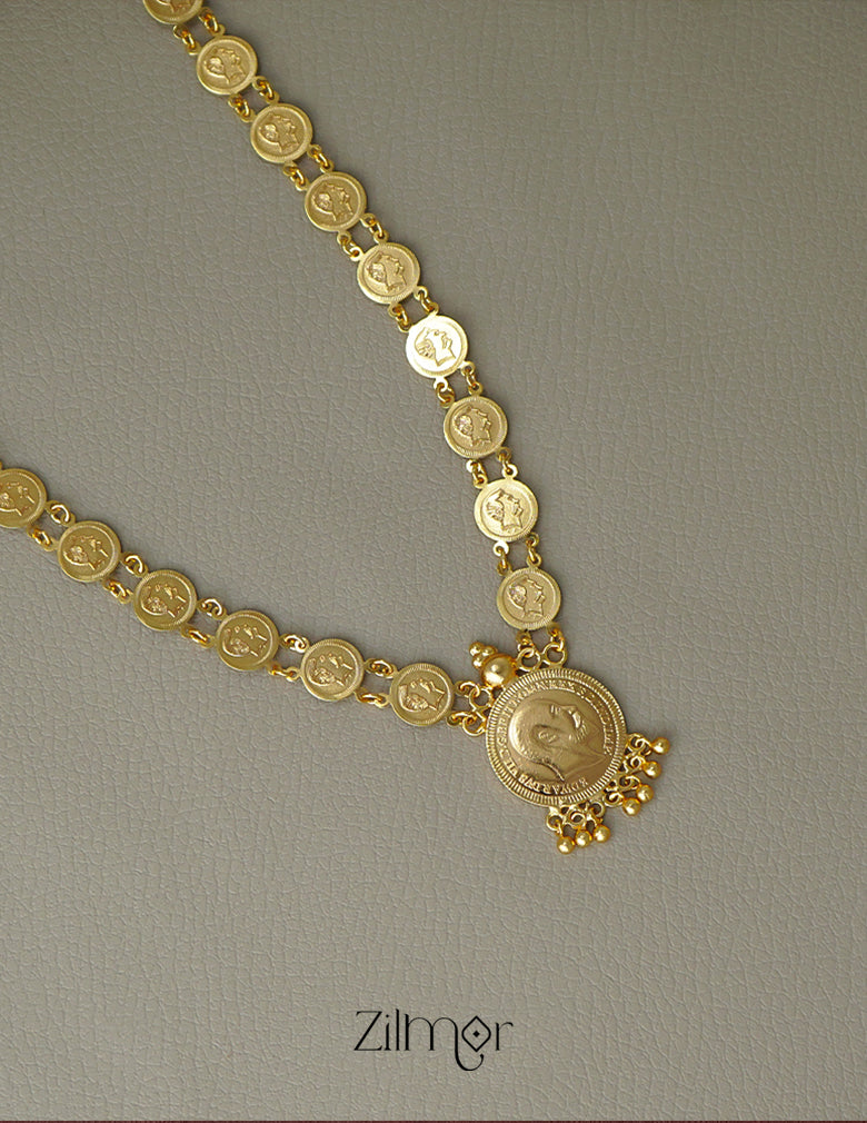 PP101086 - Gold Plated Kaashu coin Long Haram Necklace 5-Zilmor