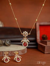 SN1011314 - Premium Antique AD Stone Necklace with Earrings 1-Zilmor