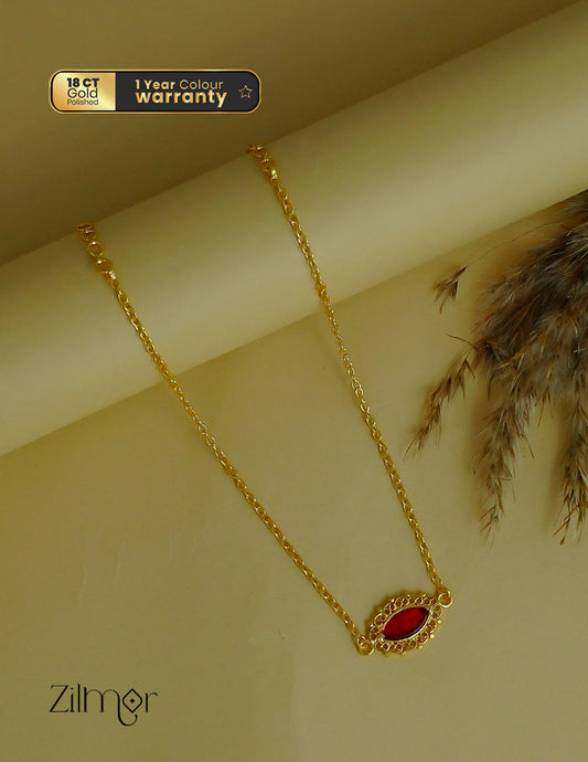 KY1011853 -Gold Tone Palakka Oval Pendant Choker (color option)