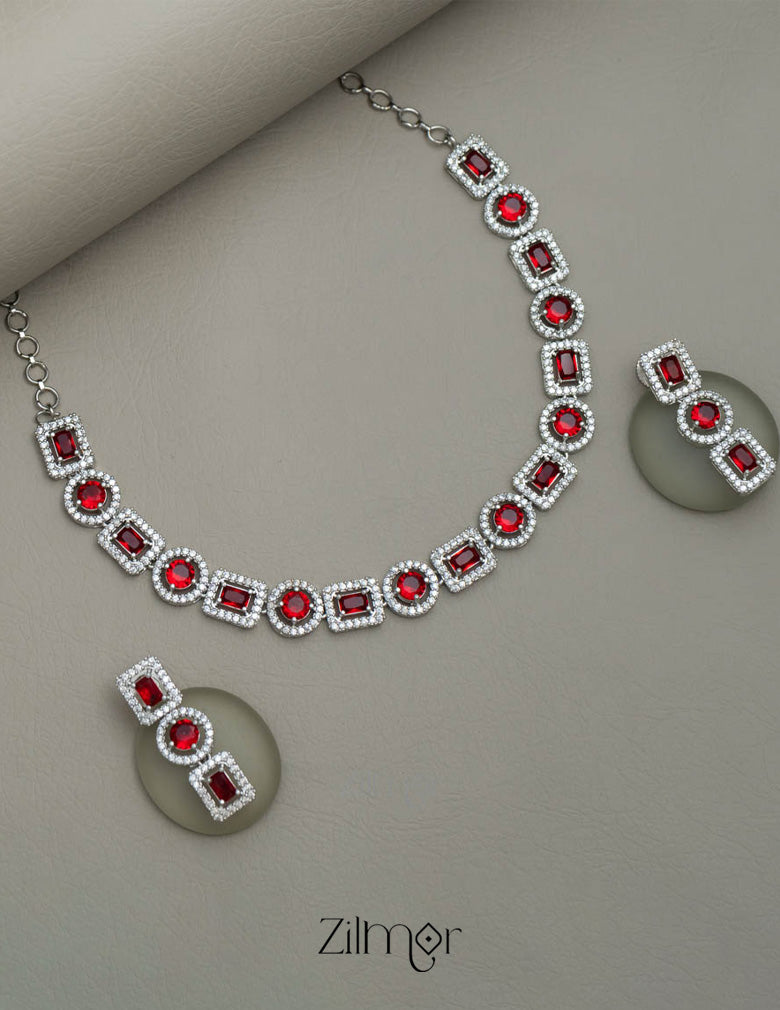 AD Stone Single Layer Necklace Set
