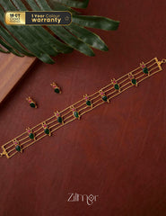 AG100975 - Gold tone Mango Palakka choker Necklace with matching Earring 4-Zilmor