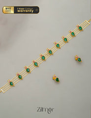 AG100975 - Gold tone Mango Palakka choker Necklace with matching Earring 1-Zilmor
