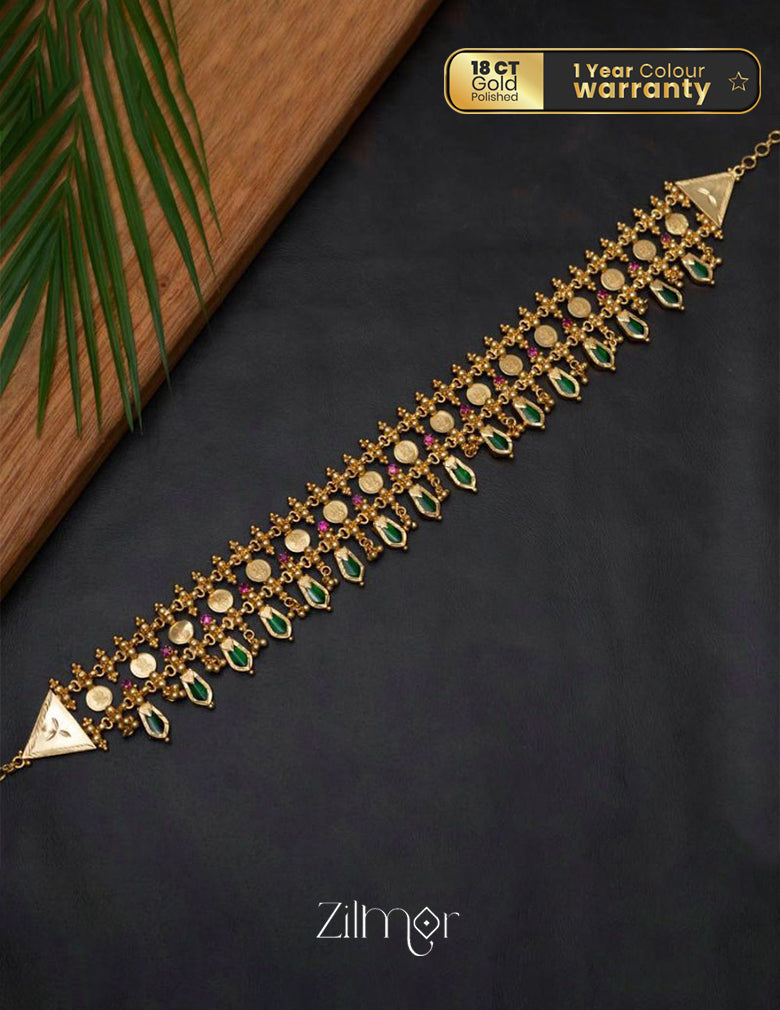 AG101375 - Gold tone Lakshmi coin with Nagapadam Kaashu Bridal Choker Necklace 1-Zilmor